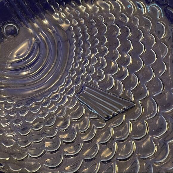 Deltis Fish Shaped Serving Dish Casserole Platter Tray Royal Cobalt Blue Pottery - Picture 4 of 6